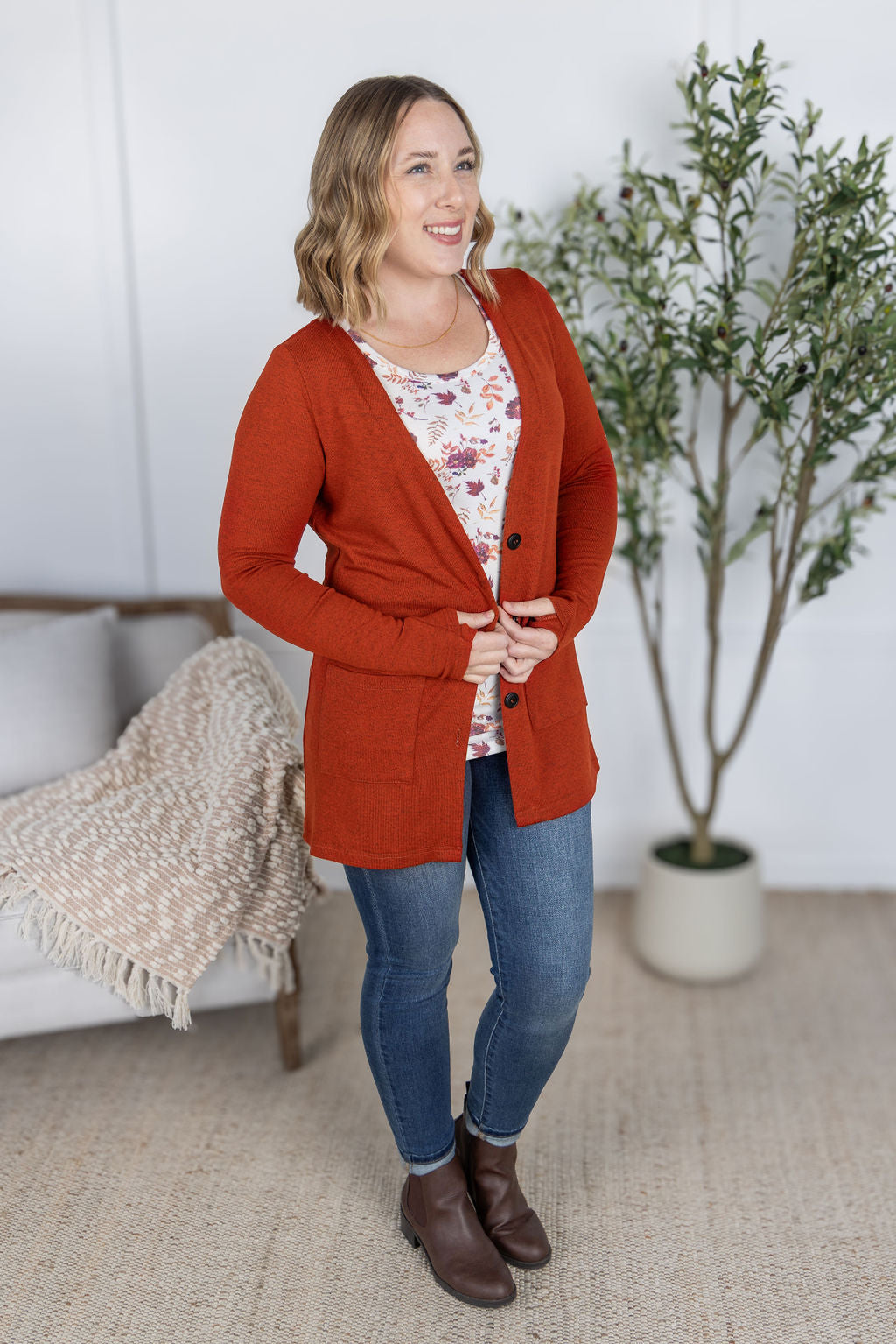 PREBOOK Cori Cardigan - Burnt Orange