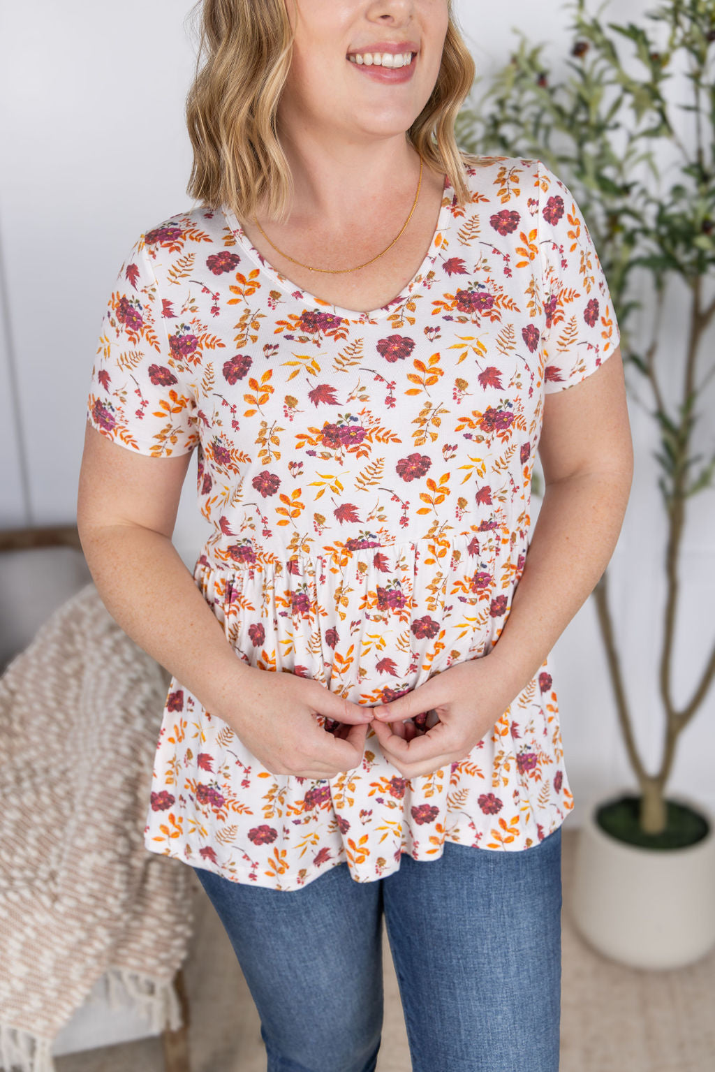 PREBOOK Sarah Ruffle Short Sleeve - Autumn Floral