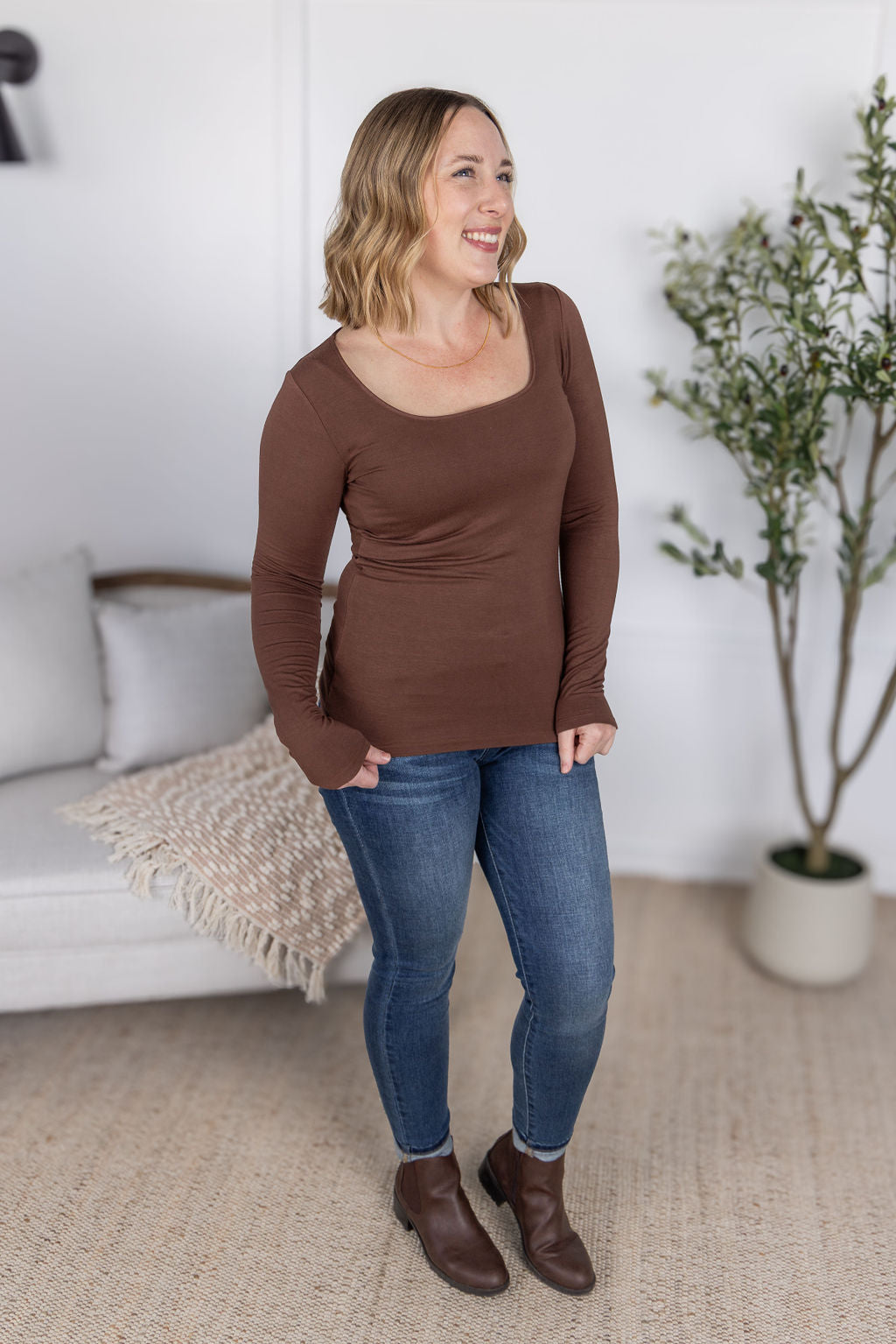 PREBOOK Alyssa Long Sleeve Top - Brown