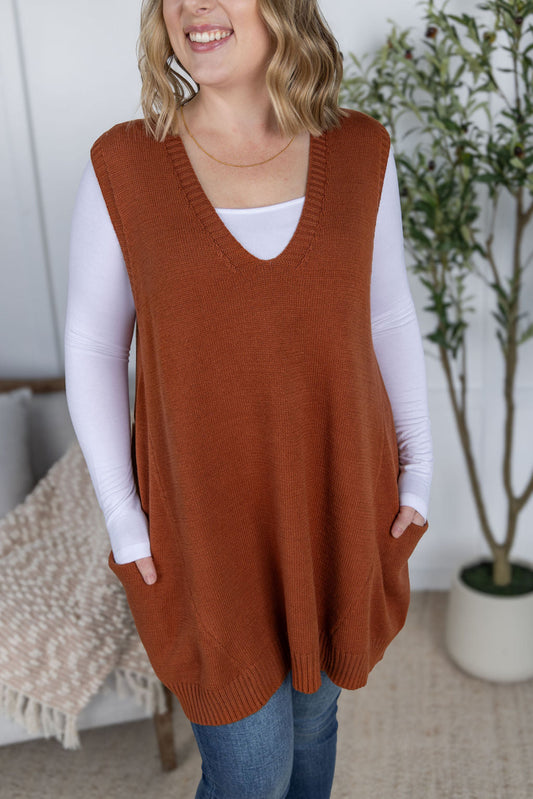 PREBOOK (eta early Oct)Tunic Sweater Vest - Rust