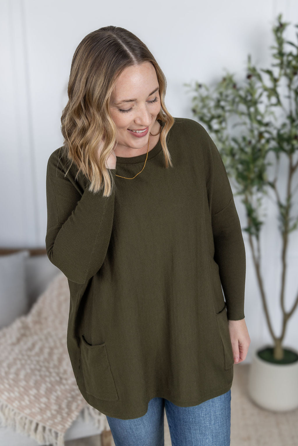 PREBOOK Naomi Pocket Sweater - Olive