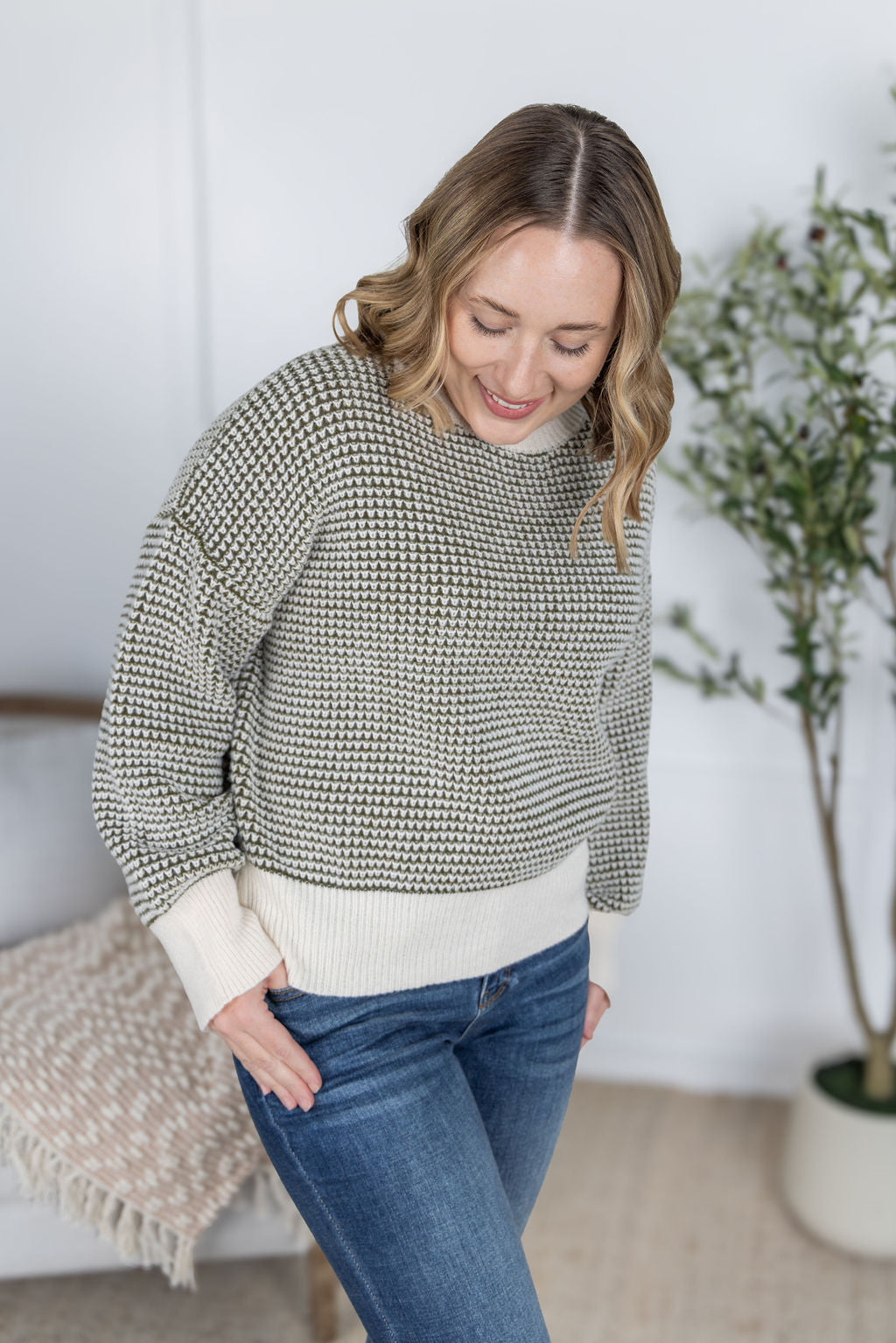 PREBOOK Charlotte Sweater - Olive and Cream