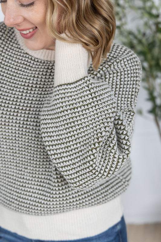 PREBOOK Charlotte Sweater - Olive and Cream
