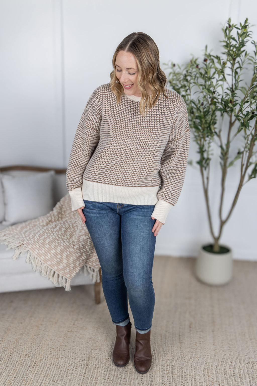 PREBOOK Charlotte Sweater - Mocha and Cream