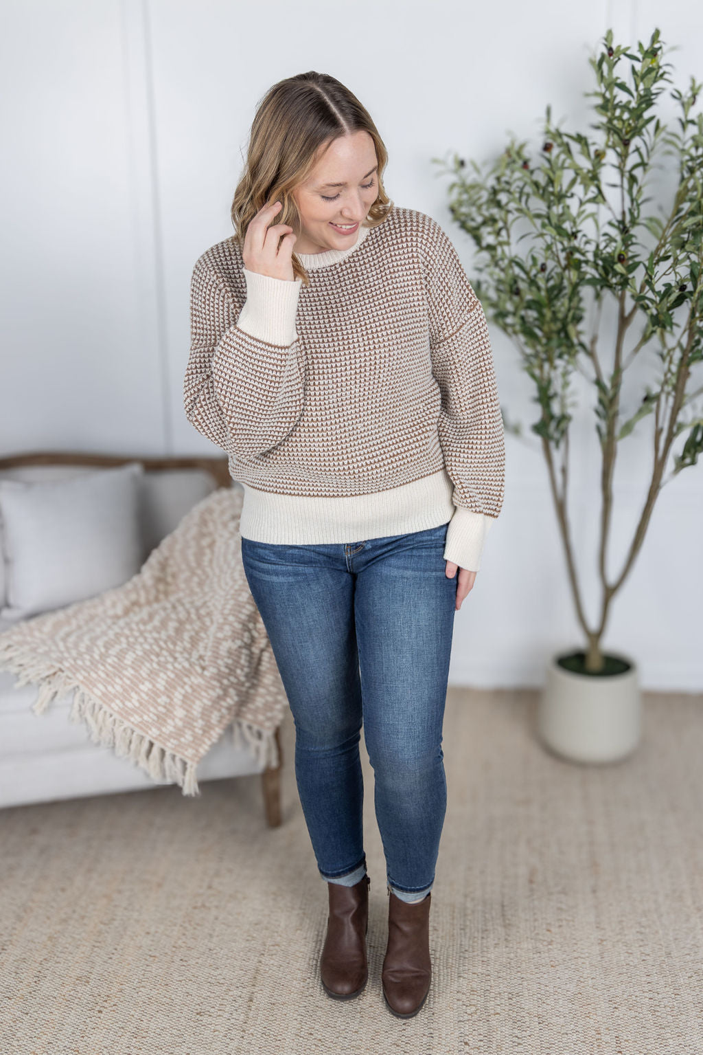 PREBOOK Charlotte Sweater - Mocha and Cream