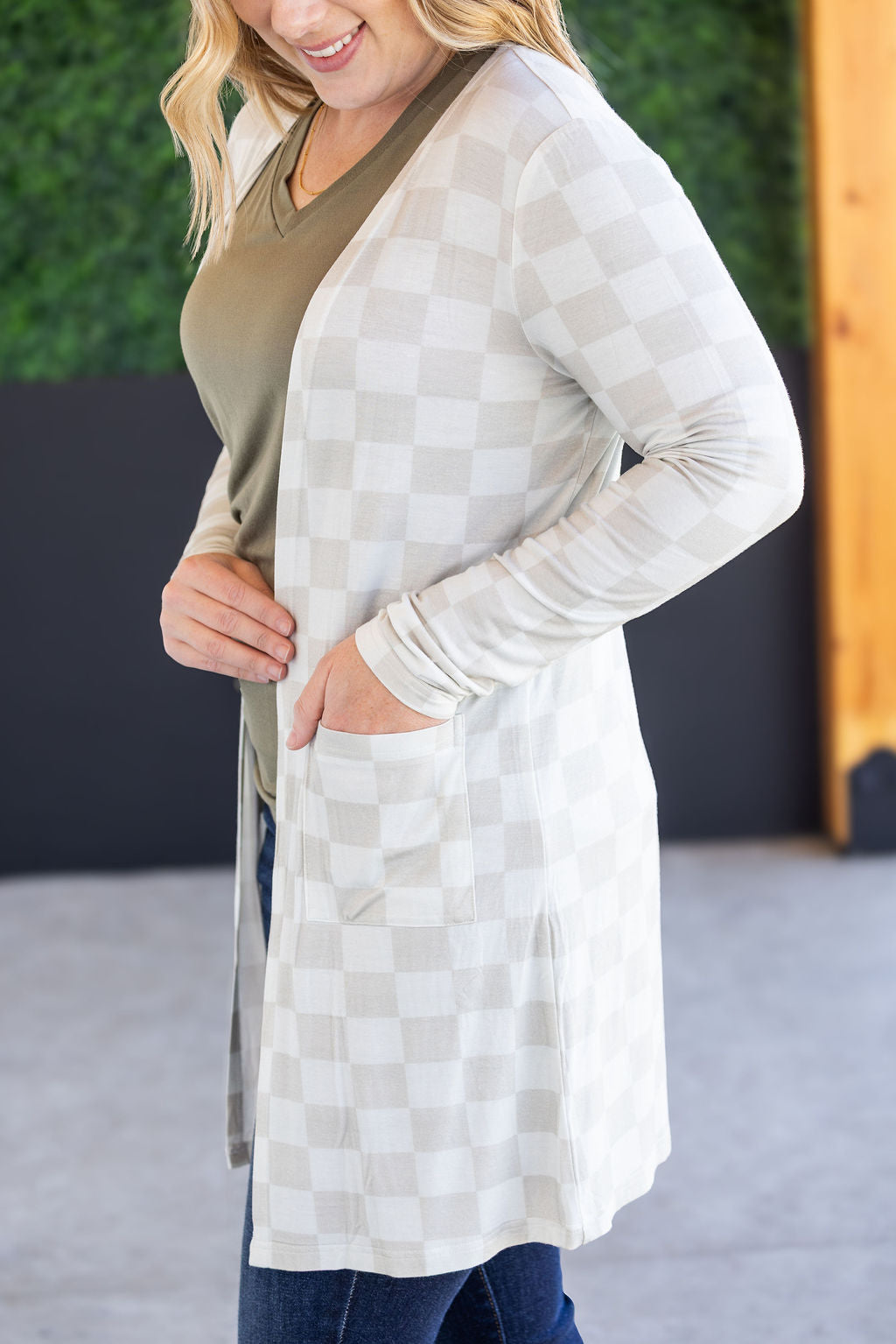 PREBOOK Classic Cardigan - Neutral Checkers