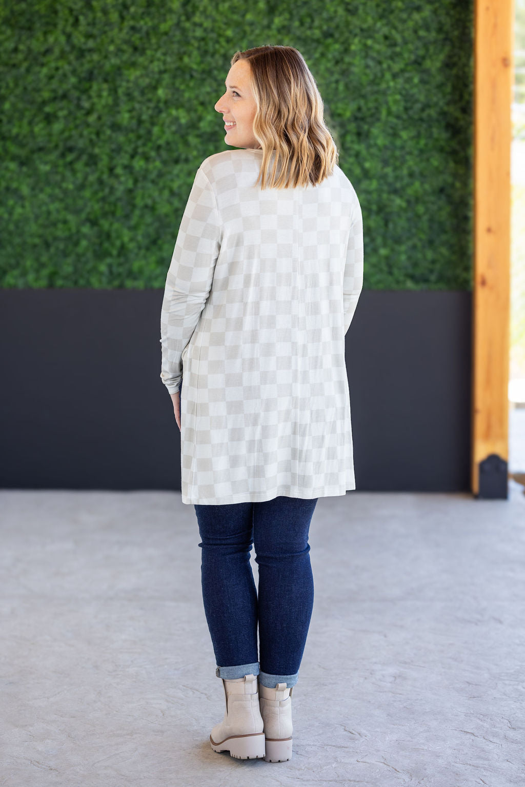 PREBOOK Classic Cardigan - Neutral Checkers