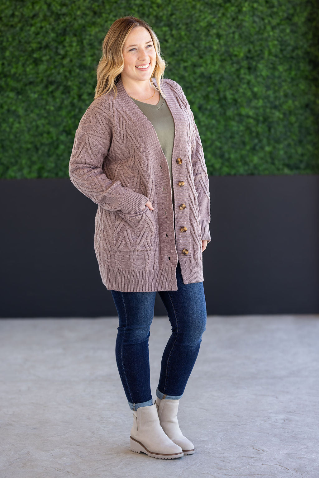 PREBOOK Brooks Button Sweater Cardigan - Light Mocha