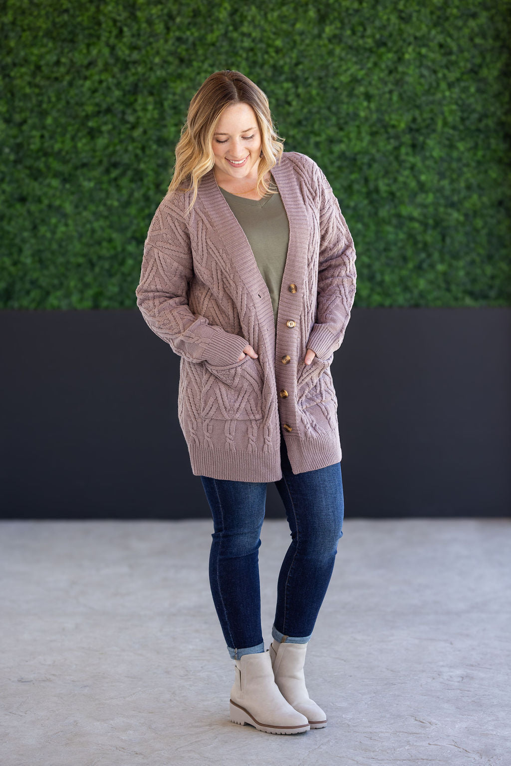 PREBOOK Brooks Button Sweater Cardigan - Light Mocha