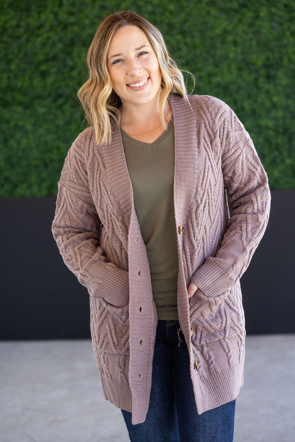PREBOOK Brooks Button Sweater Cardigan - Light Mocha
