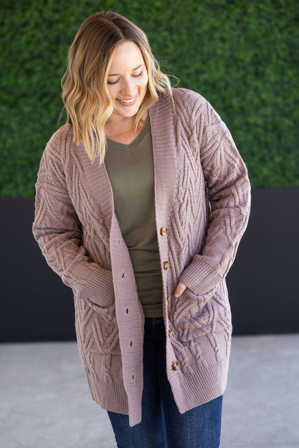 PREBOOK Brooks Button Sweater Cardigan - Light Mocha