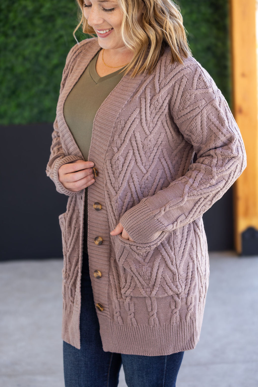 PREBOOK Brooks Button Sweater Cardigan - Light Mocha