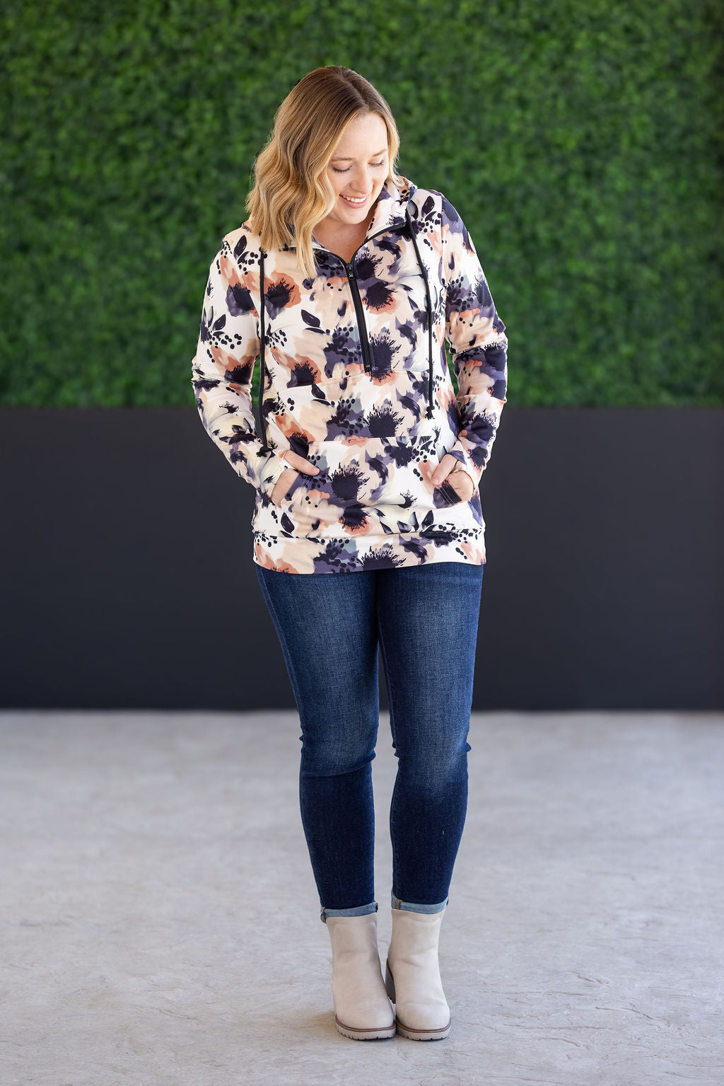 PREBOOK Soft HalfZip Hoodie - Neutral Abstract