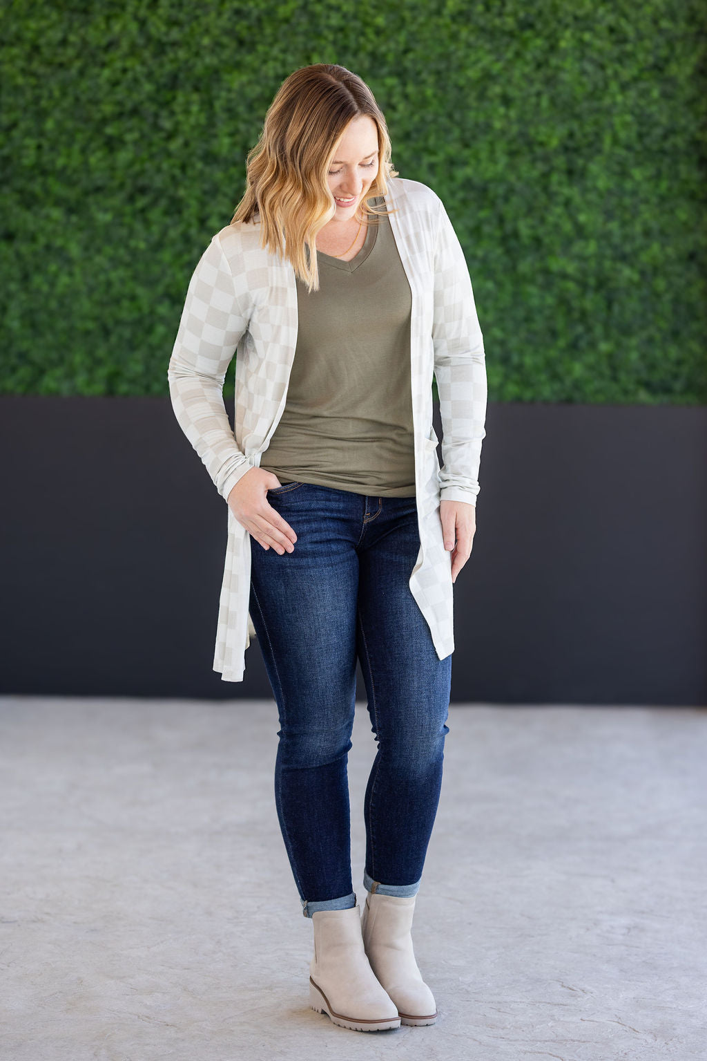 PREBOOK Classic Cardigan - Neutral Checkers