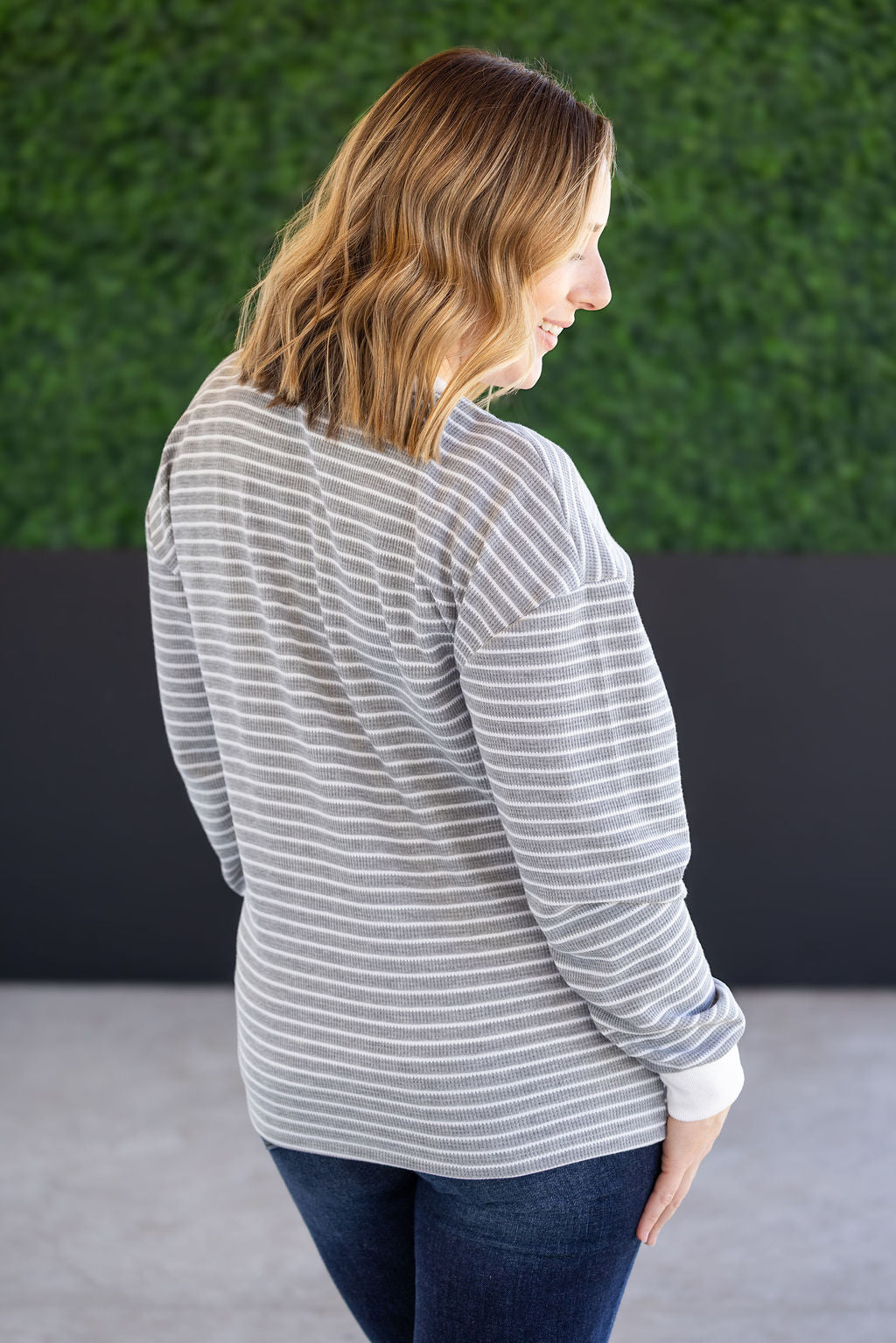 PREBOOK Lola Striped Thermal Top - Grey