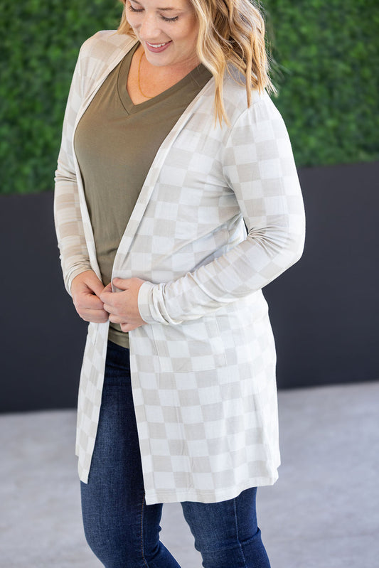 PREBOOK Classic Cardigan - Neutral Checkers