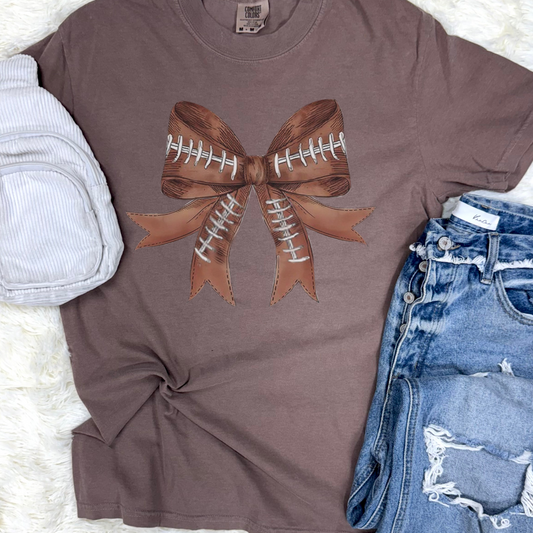 Football Seam Bow Graphic Tee
