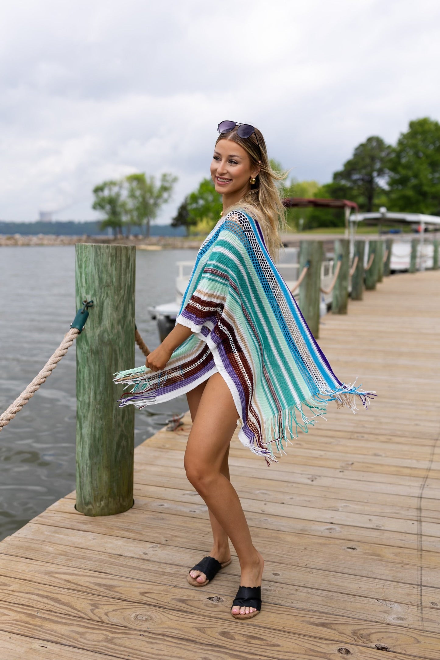 Mariana Striped Poncho w/ Tassels