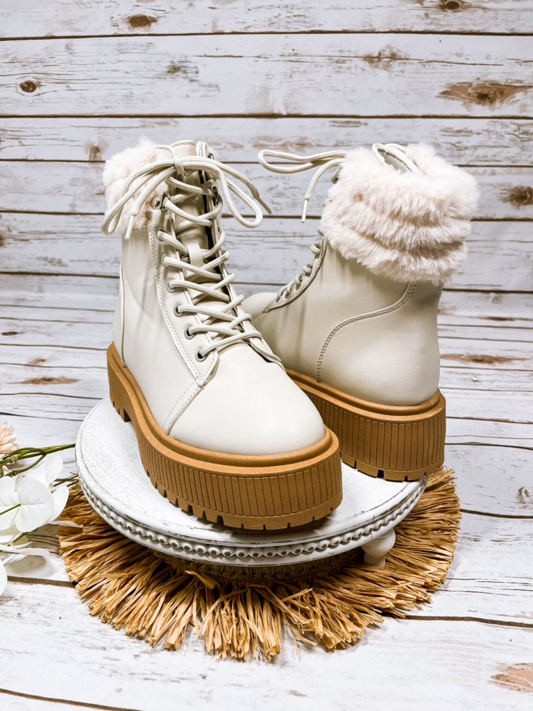 Jessi Lace Up Boot in Bone