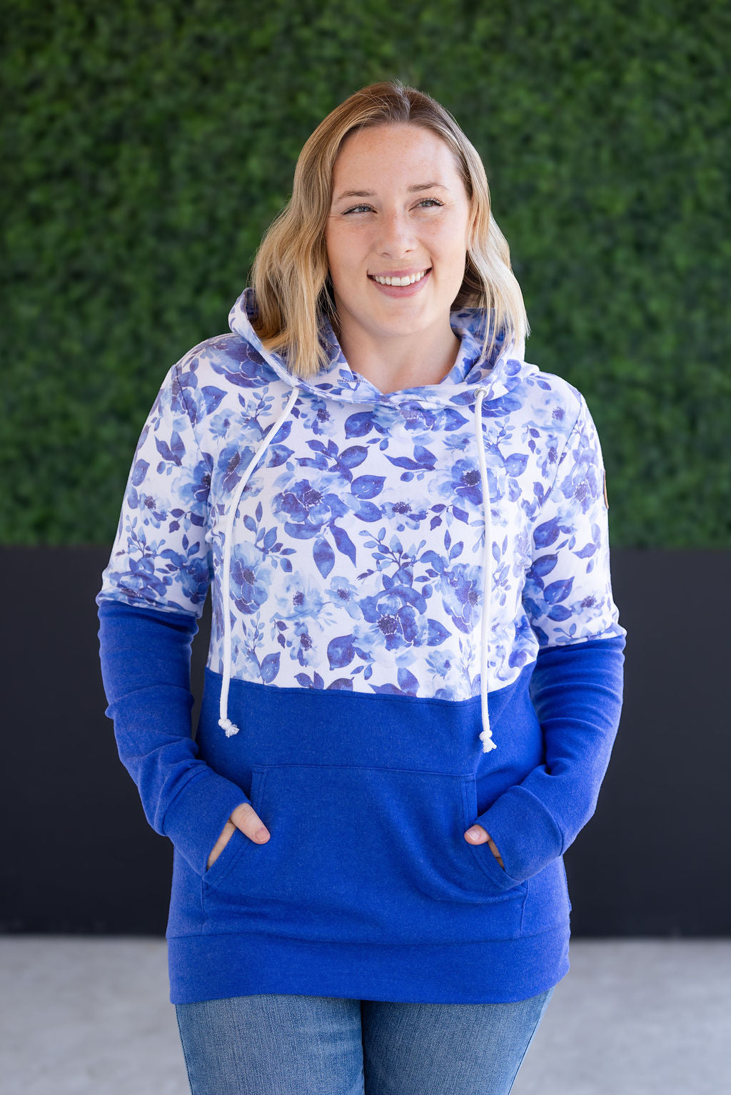 PREBOOK Hailey Pullover Hoodie - Sapphire Floral and Blue