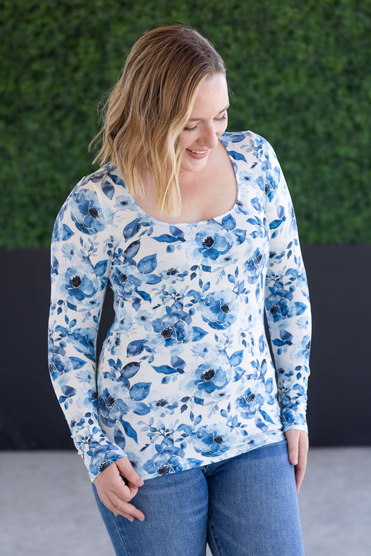 PREBOOK Alyssa Long Sleeve Top - Sapphire Floral