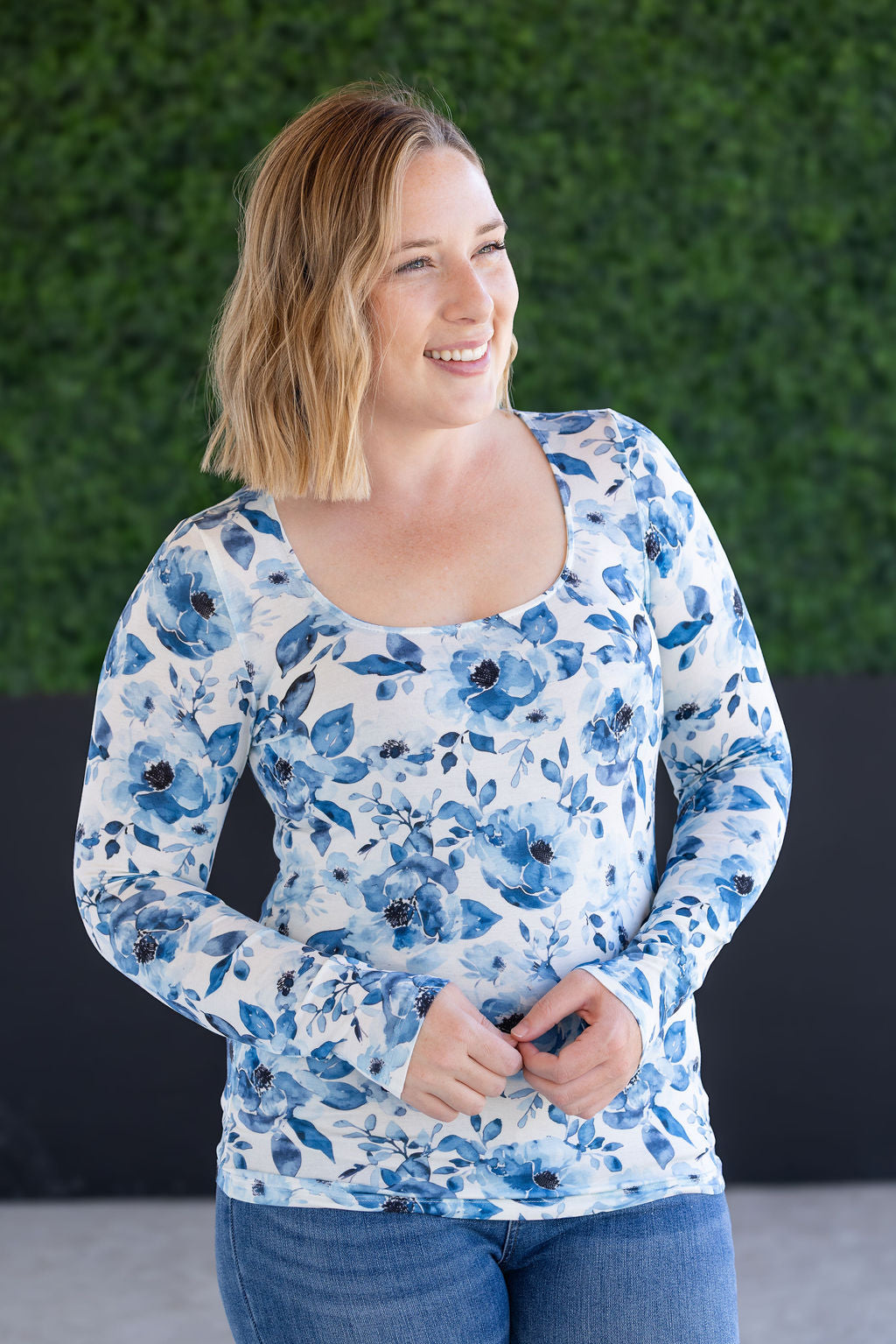 PREBOOK Alyssa Long Sleeve Top - Sapphire Floral