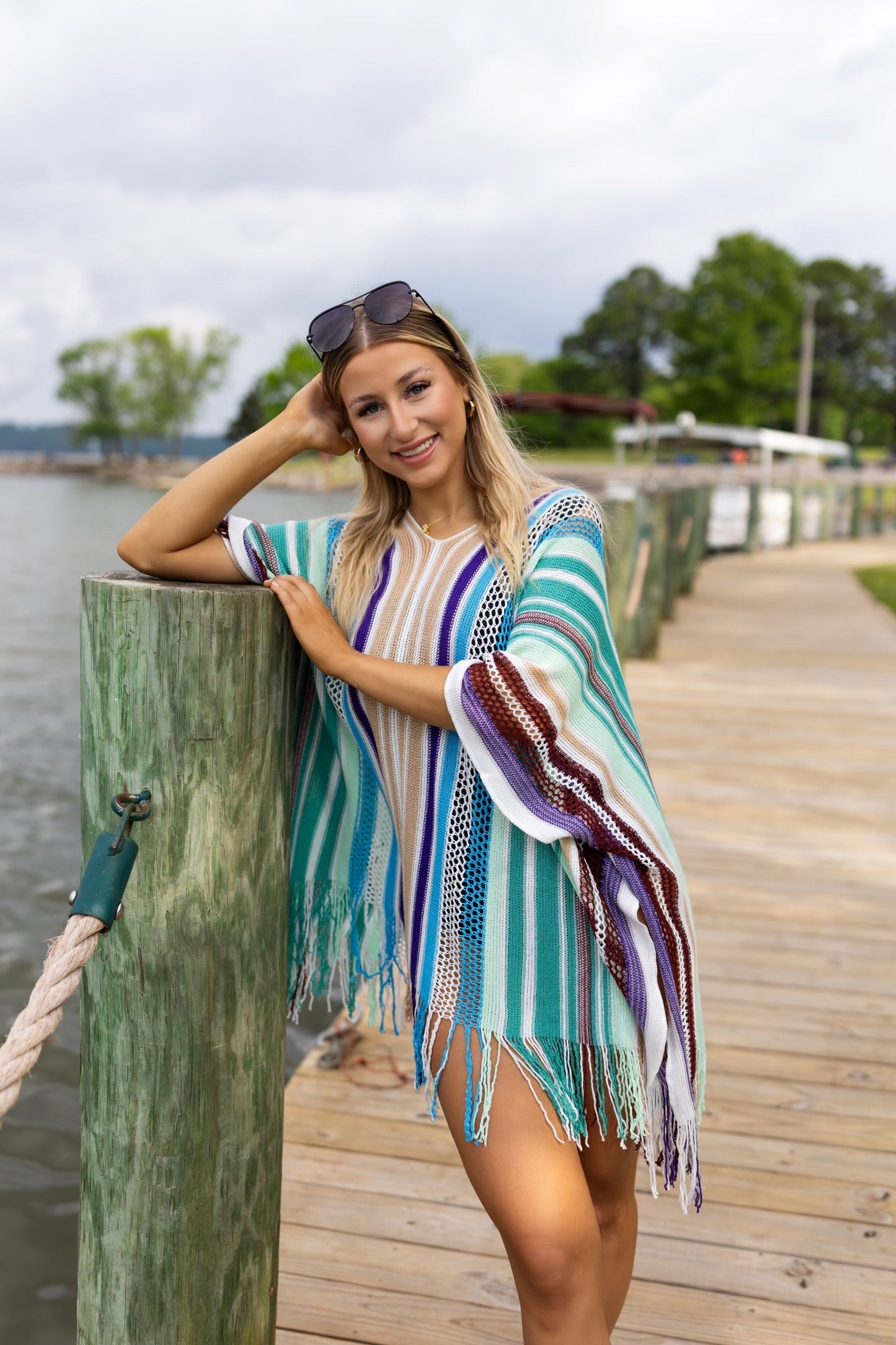 Mariana Striped Poncho w/ Tassels