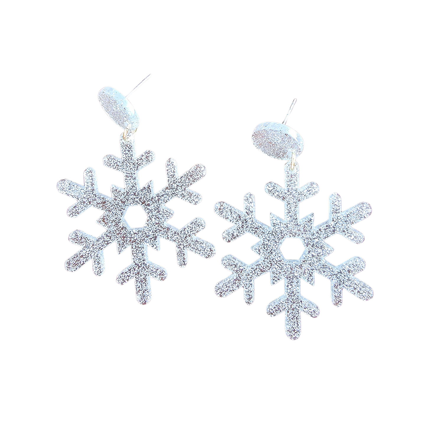 Snowflake Earrings - Silver Glitter