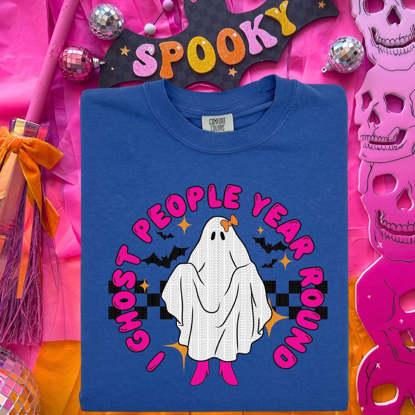 I ghost people year round hot pink letters comfort colors tshirt