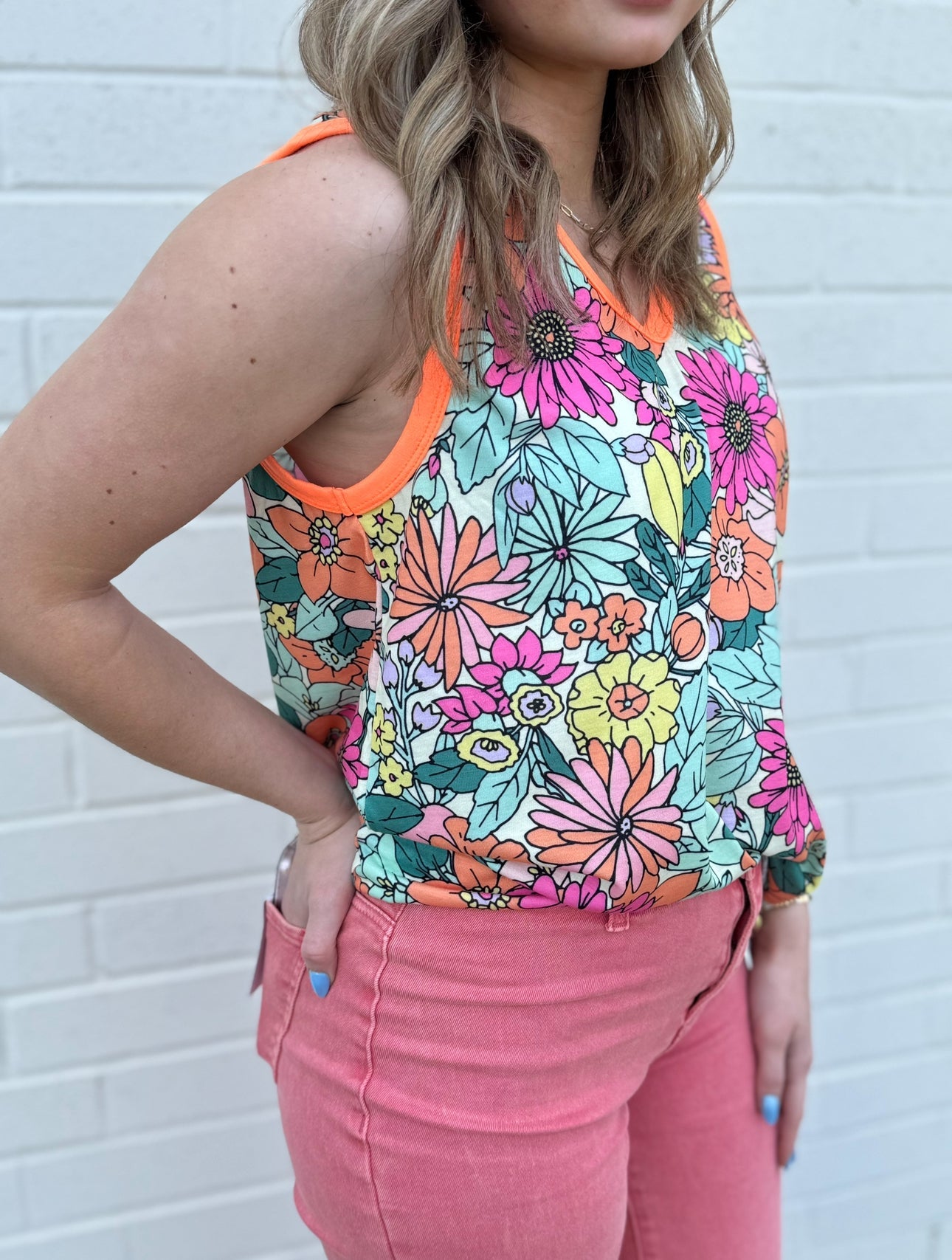 Elaine Floral V-Neck Jersey