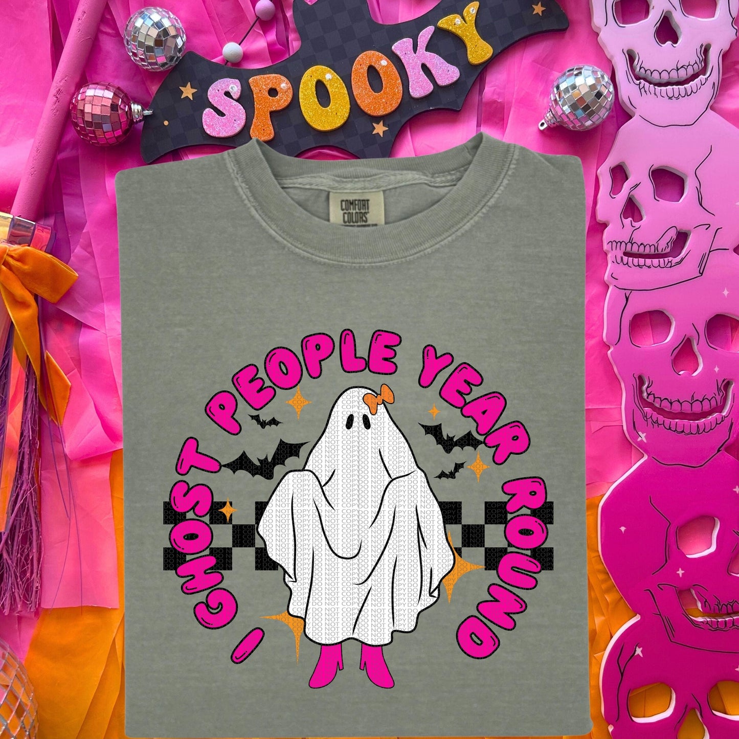 I ghost people year round hot pink letters comfort colors tshirt