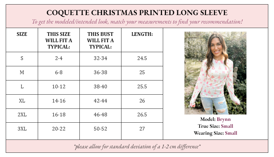 Coquette Christmas Printed Long Sleeve Top - Girl Code Couture