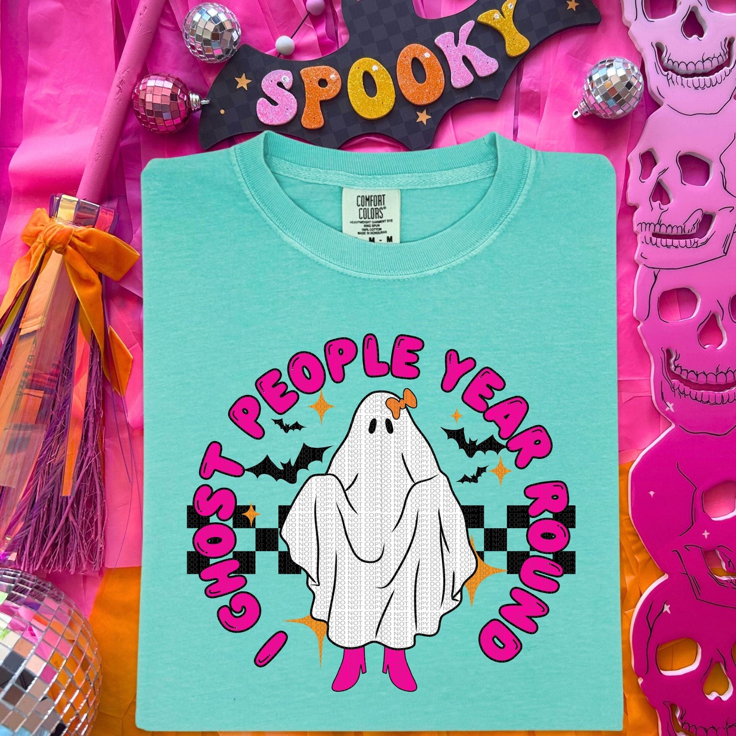 I ghost people year round hot pink letters comfort colors tshirt