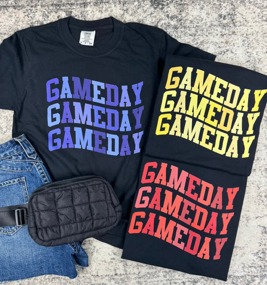 Gameday Wave Custom Graphic Tees - BLACK OR GREY TEE