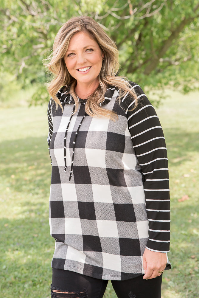 Fabulous in White Plaid Hoodie