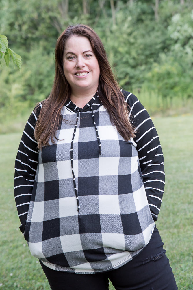 Fabulous in White Plaid Hoodie