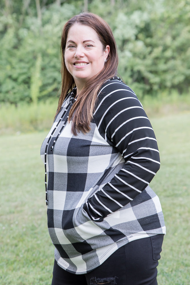 Fabulous in White Plaid Hoodie