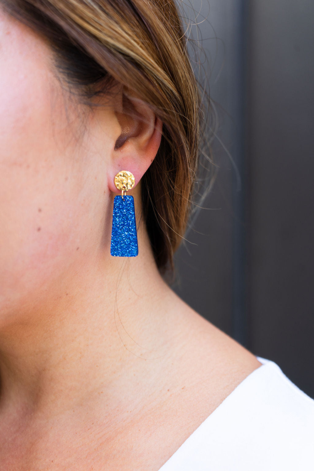 Mia Mini Earrings - Blue Glitter