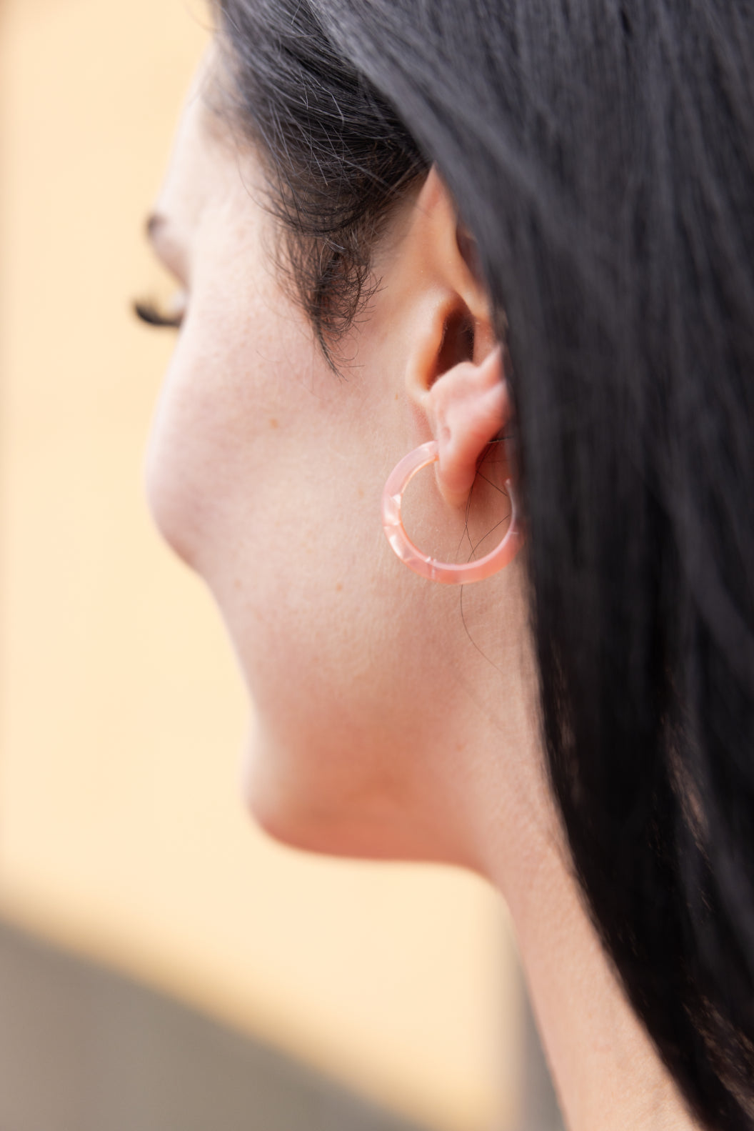 Cam Mini Hoops - Rose Quartz