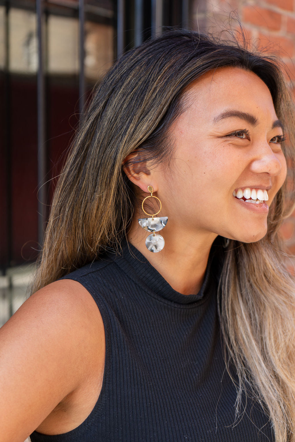 Wren Earrings - Ivory & Slate