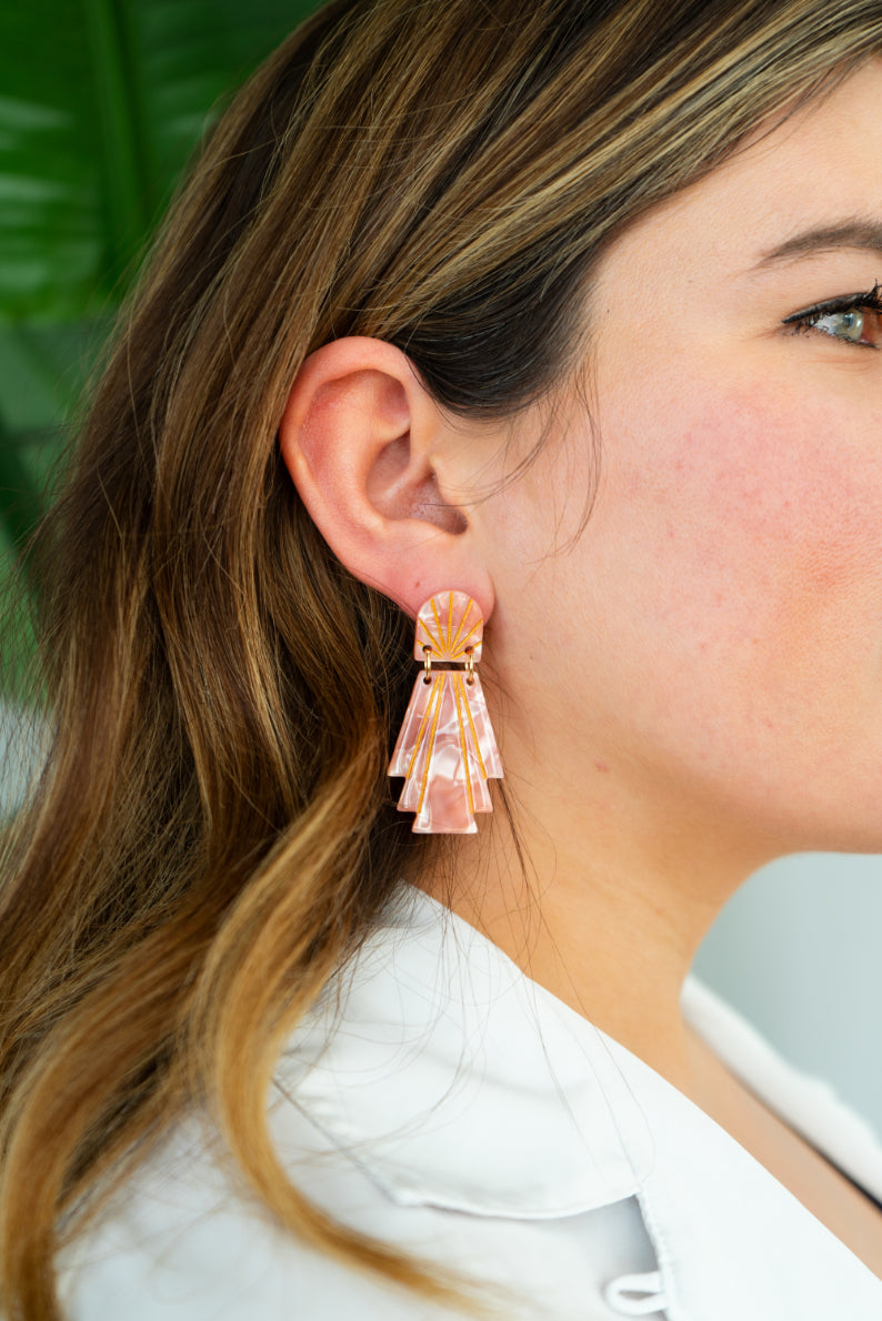 Lucille Earrings - Rose Quartz