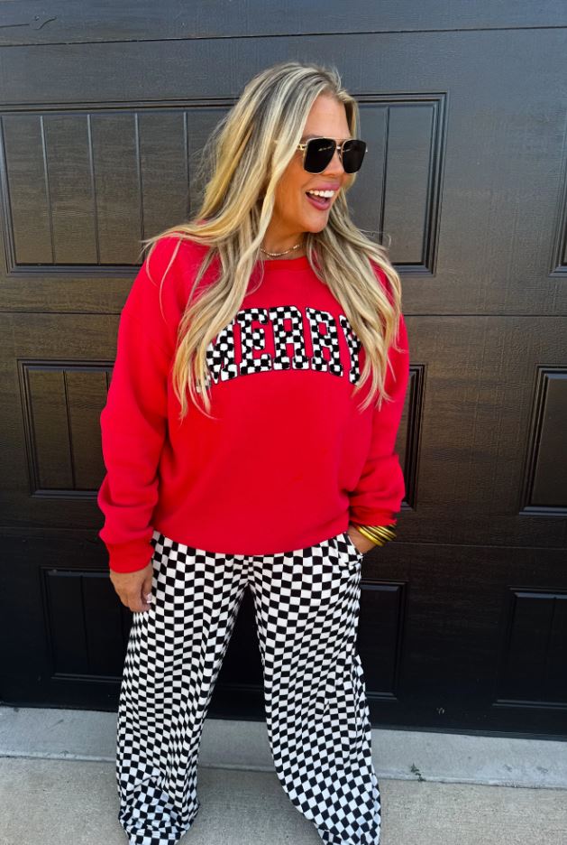 PRE-ORDER (eta early Dec) Blakeley "Merry" Checkered Letter Sweatshirt