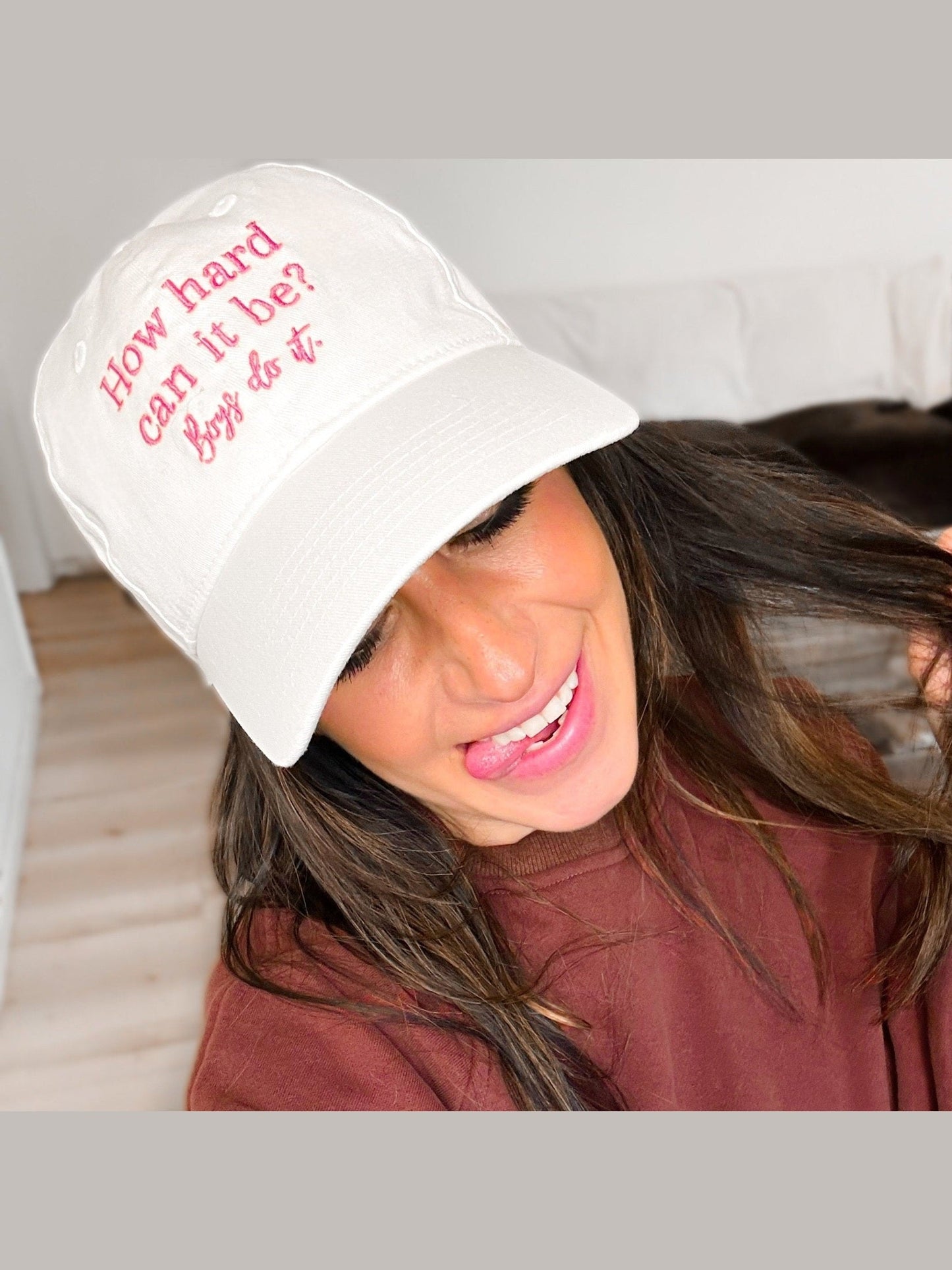 “How Hard Can It Be, Boys Do It” Embroidered Baseball Cap - Girl Code Couture