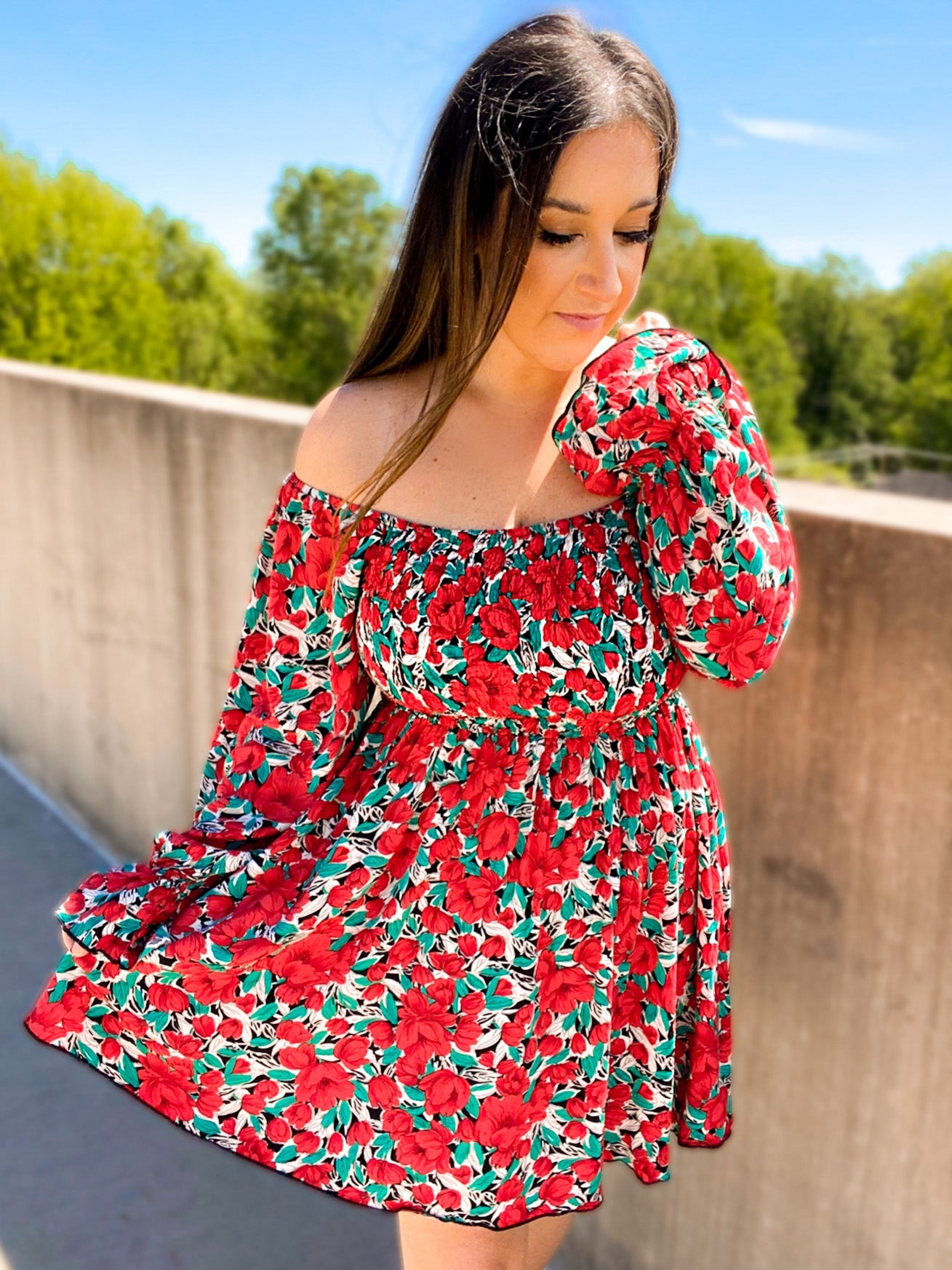 Sabrina Smocked Bell Sleeve Dress - Girl Code Couture
