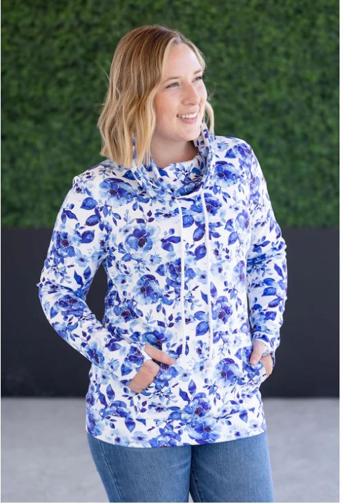 PREBOOK Soft Funnel Neck - Sapphire Floral
